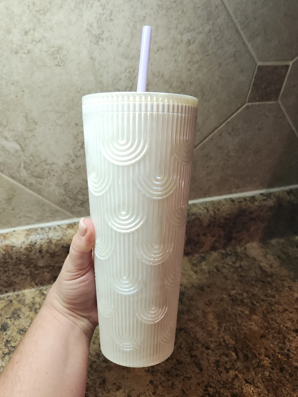 Starbucks White Spring  Pearlescent Shell Siren Scales Cold Cup Tumbler 2023